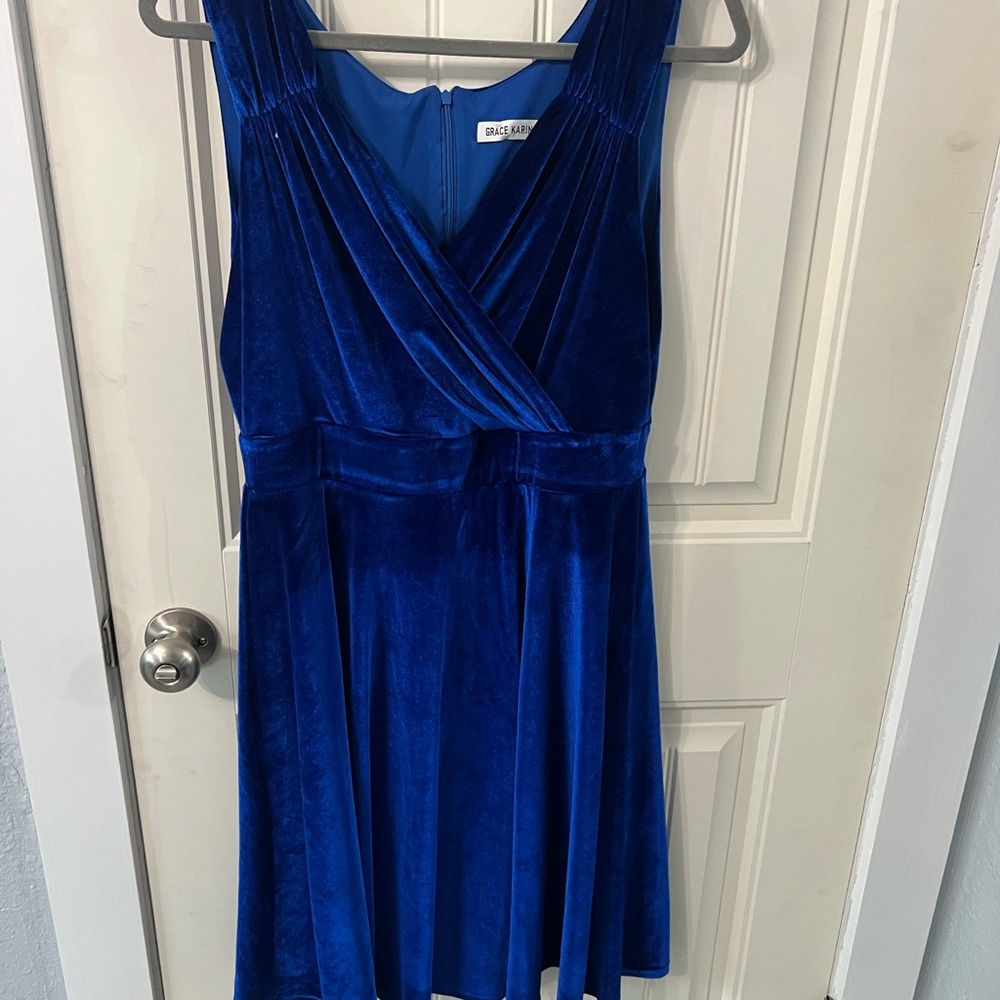 Elegant Blue Velvet Dress